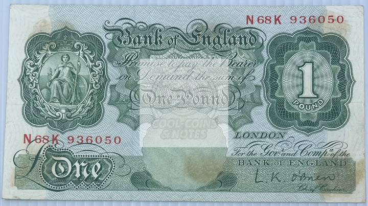 England 1948-1960 1 Pound P369c, Used World Banknote Currency - Cool Coins & Notes