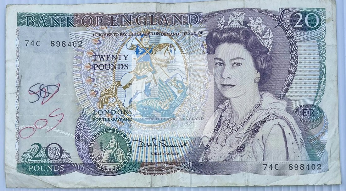 England 1984 20 Pounds P380 Queen Elizabeth Banknote - Cool Coins & Notes