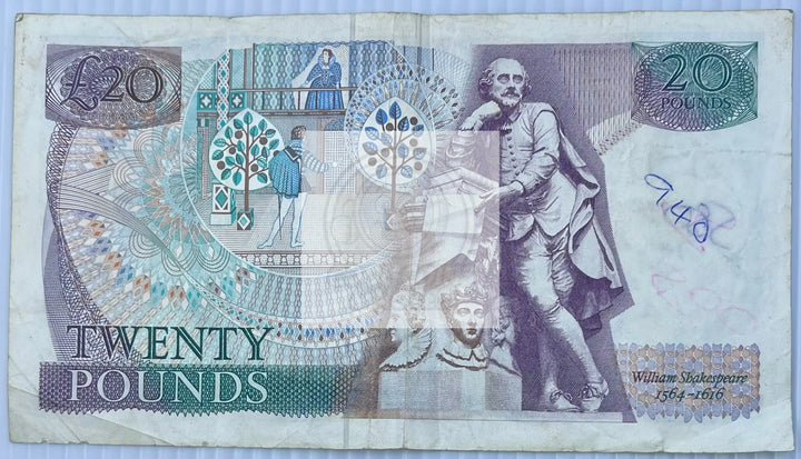 England 1984 20 Pounds P380 Queen Elizabeth Banknote - Cool Coins & Notes