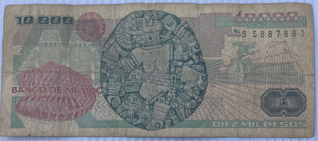 1987 Mexico 10,000 Pesos P-90 Series PC Used World Banknote