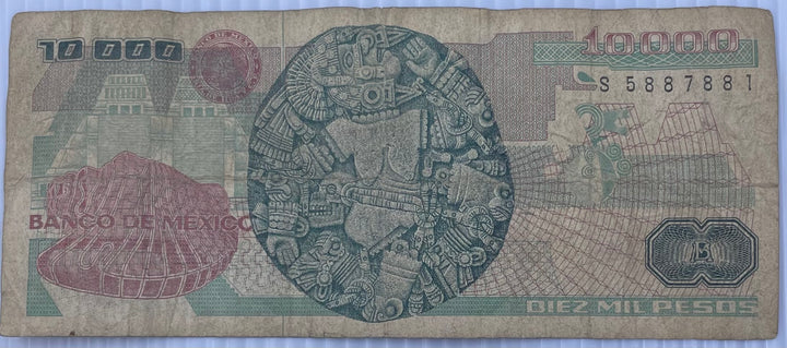 1987 Mexico 10,000 Pesos P-90 Series PC Used World Banknote