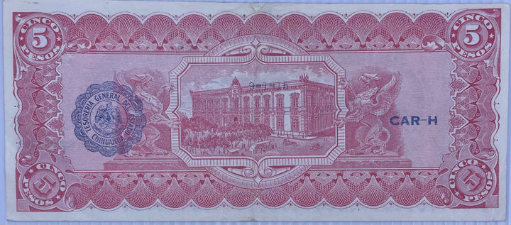 MEXICO 1915 CHIHUAHUA 5 PESOS P-S532a, Used World Banknote