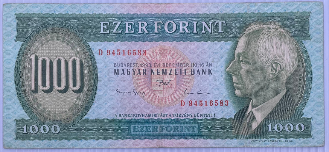1993 Hungary 1000 Forint P-176 Circulated World Banknote