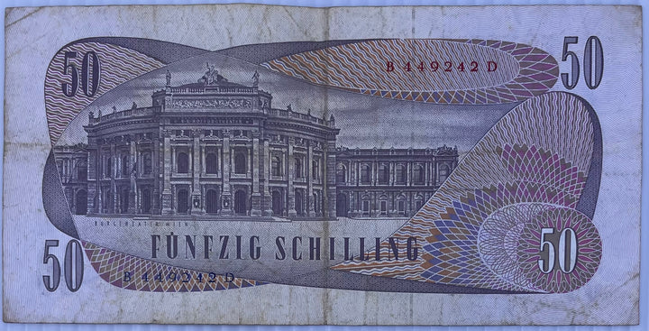 1970 Austria 50 Schillings P-128 Used World Banknote