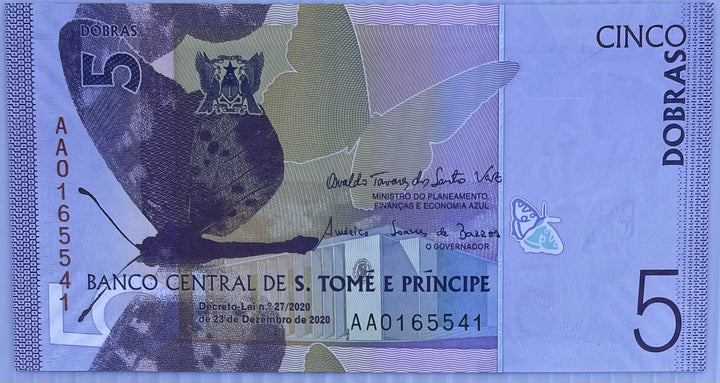 2020 Saint Thomas & Principe 5 Dobras P-76 UNC Paper World Banknote