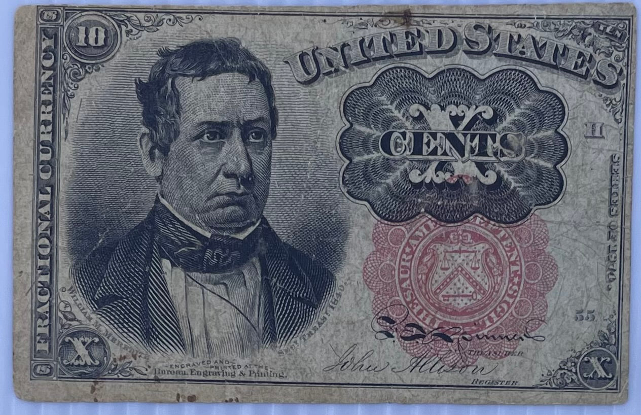 1874 USA 10 Cents Fractional P-122C Circulated Banknote