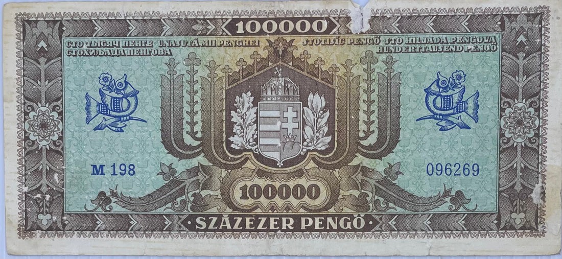Hungary 1945 100000 Milpengo P-120 Circulated World Banknote From Lot