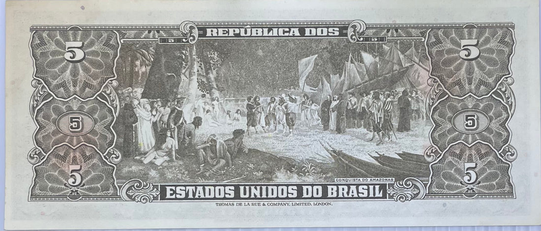 Brazil ND (1964) 5 Cruzeiros P-17 AU Banknote From Lot