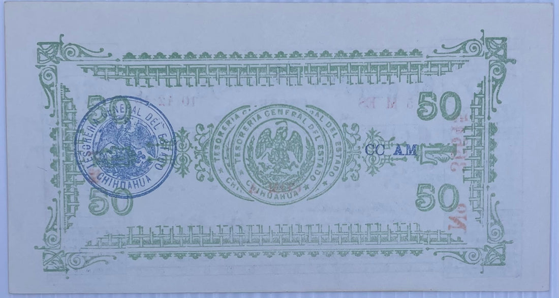 1914 Mexico 50 Centavos  P-S527 M#918b  Banknote UNC