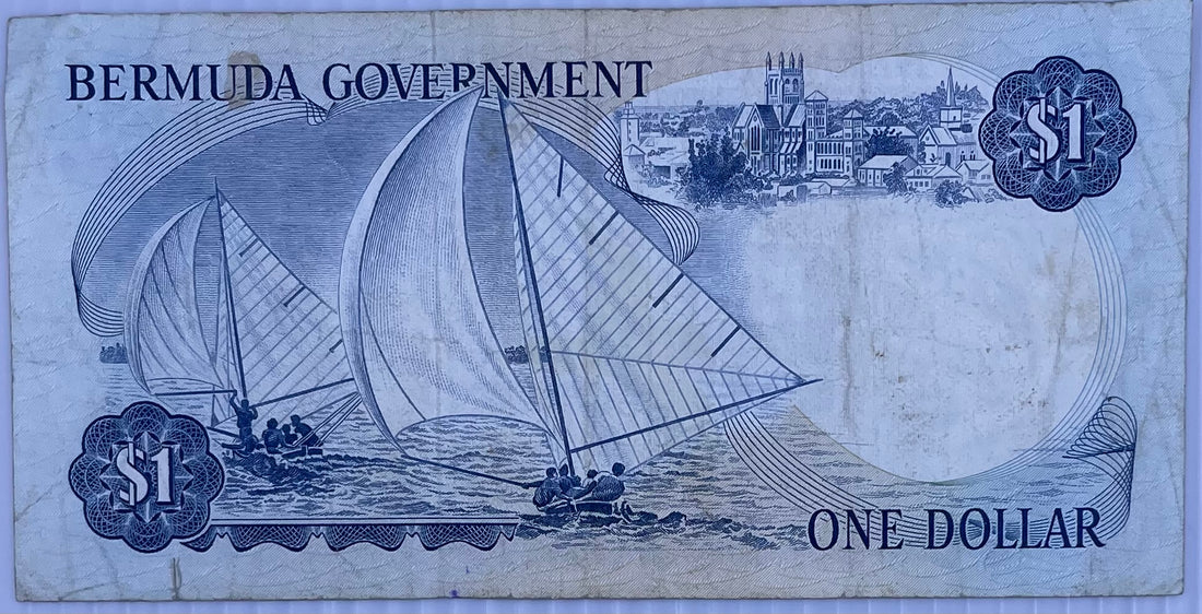 1970 Bermuda $1 Dollar P-23 QEII Used World Banknote