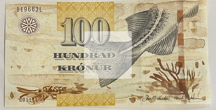 Faeroe Islands 2011 100 Kronur, P-30, UNC World Banknote Currency - Cool Coins & Notes