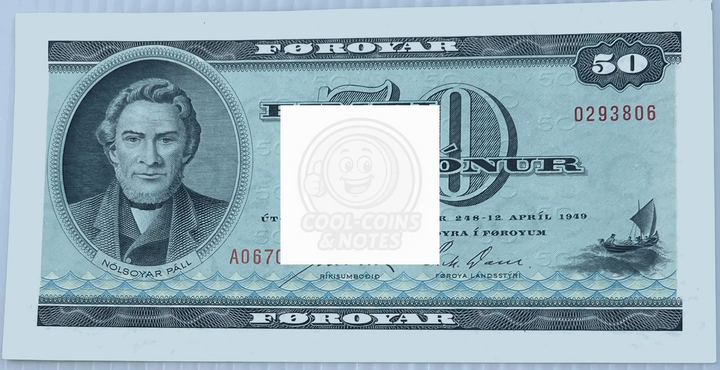 Faroe Islands 1949 (1987) 50 Kronur P-20 UNC World Banknote Currency