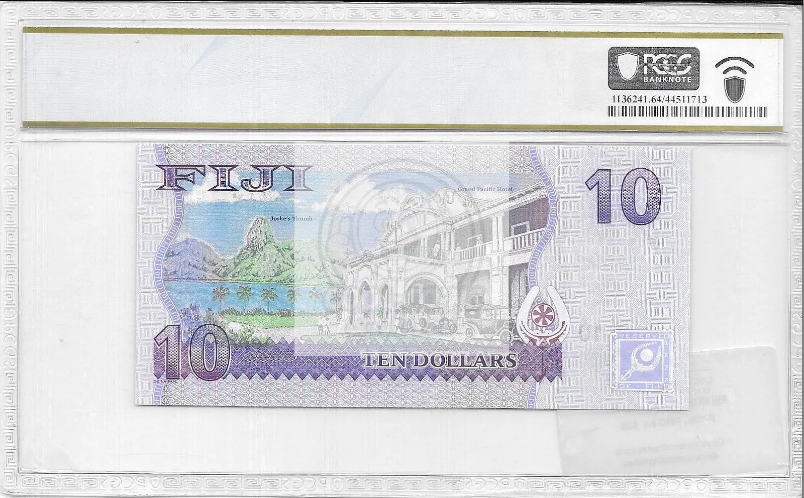 Fiji 10 Dollars 2007 UNC, P-111b, PMG 64 PPQ Choice UNC Banknote - Cool Coins & Notes