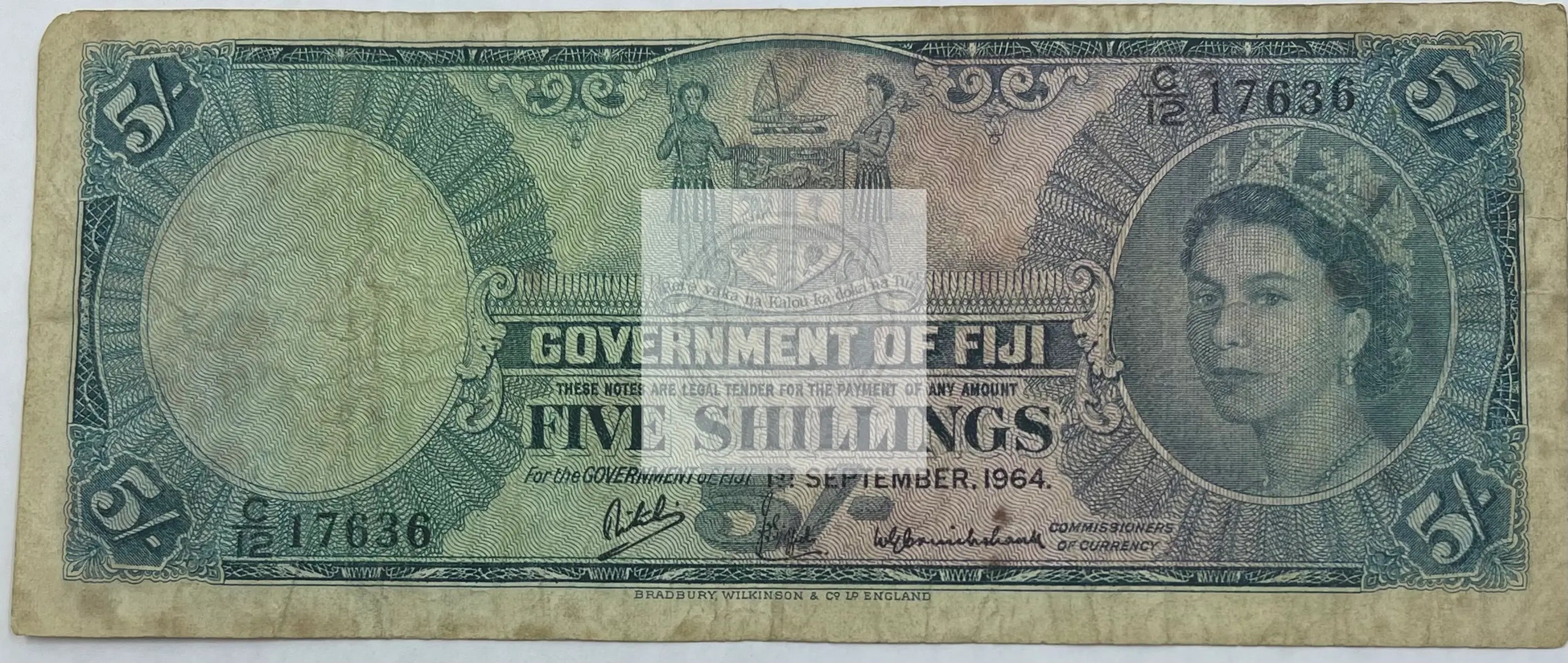 Fiji 1964 5 Shillings P-51d, Used World Banknote Currency - Cool Coins & Notes