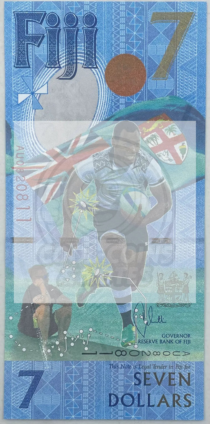 Fiji 7 Dollars 2016 2017 ND P-120 UNC Commemorative, Polymer - Cool Coins & Notes