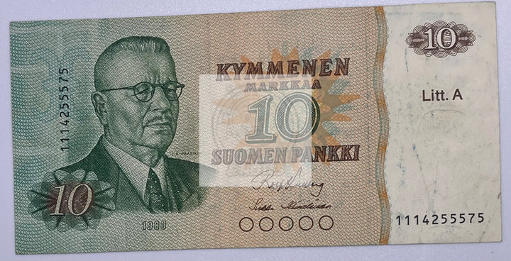 Finland 10 Markkaa 1980, P112 Used Banknote - Cool Coins & Notes