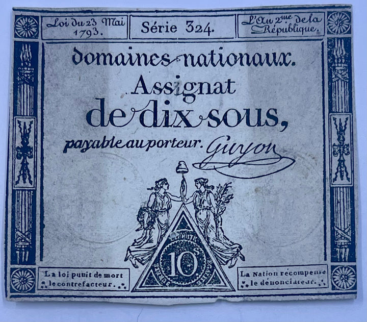 France 1792 10 Soles P-64A Used World Banknote Cool Coins & Notes 