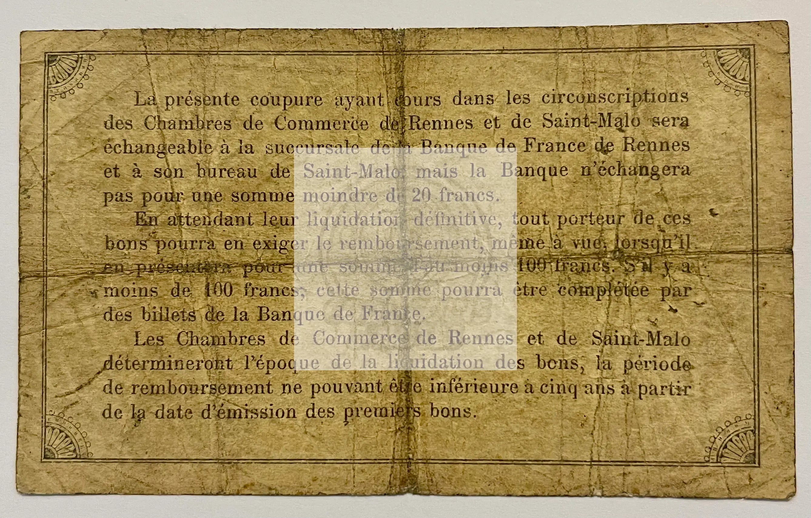 France 1915 Chambre de Commerce and Villes 1 Franc JP-105-15, Used Banknote - Cool Coins & Notes