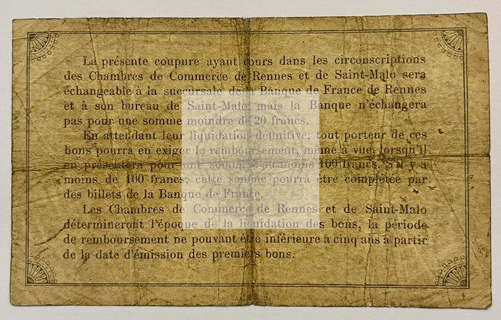 France 1915 Chambre de Commerce and Villes 1 Franc JP-105-15, Used Banknote - Cool Coins & Notes
