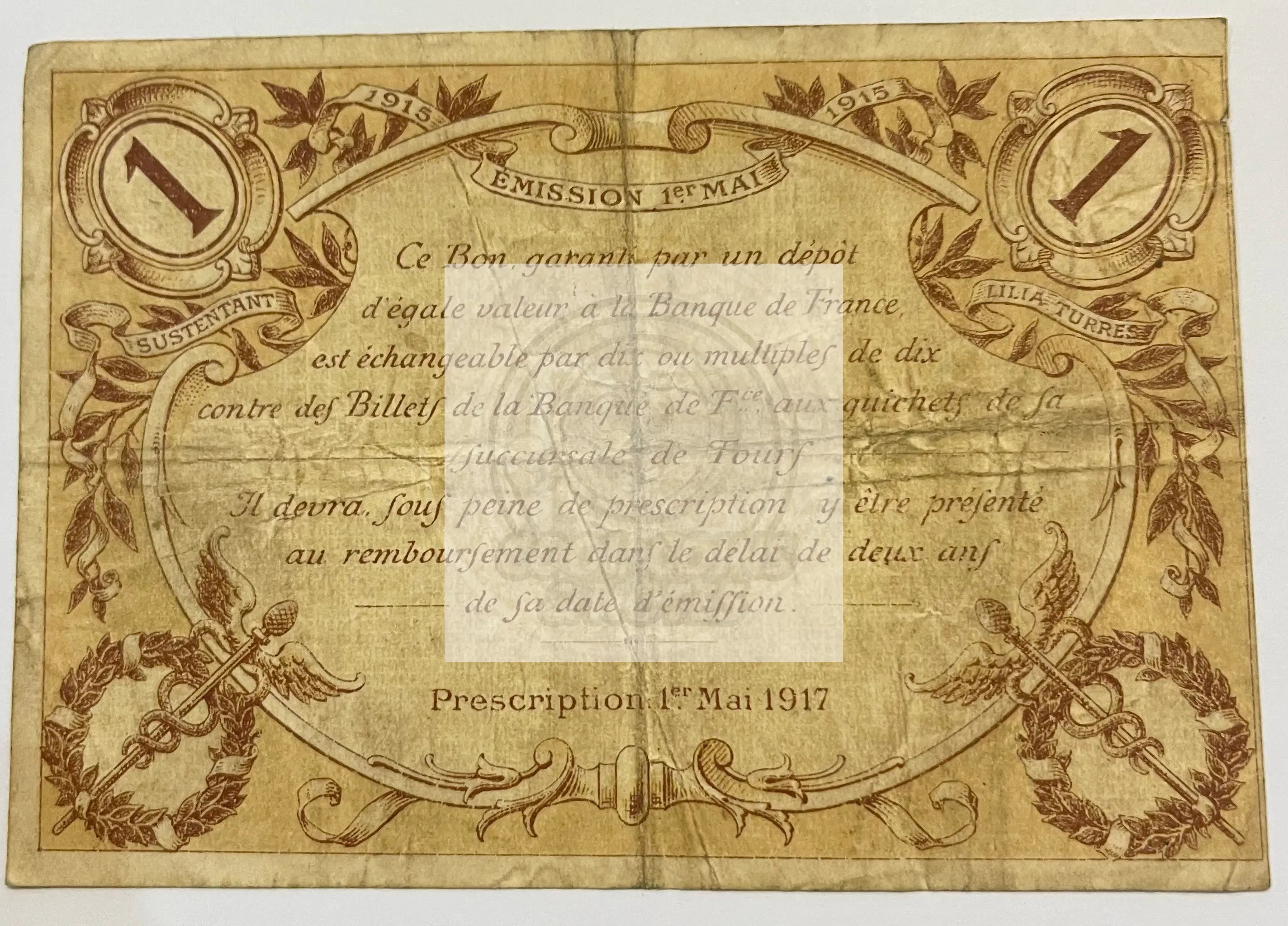 France 1915 Chambre de Commerce and Villes 1 Franc JP-123-01, Used Banknote - Cool Coins & Notes