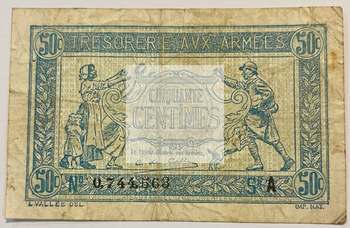 France 1917 50 Centimes M-1, Used Banknote - Cool Coins & Notes