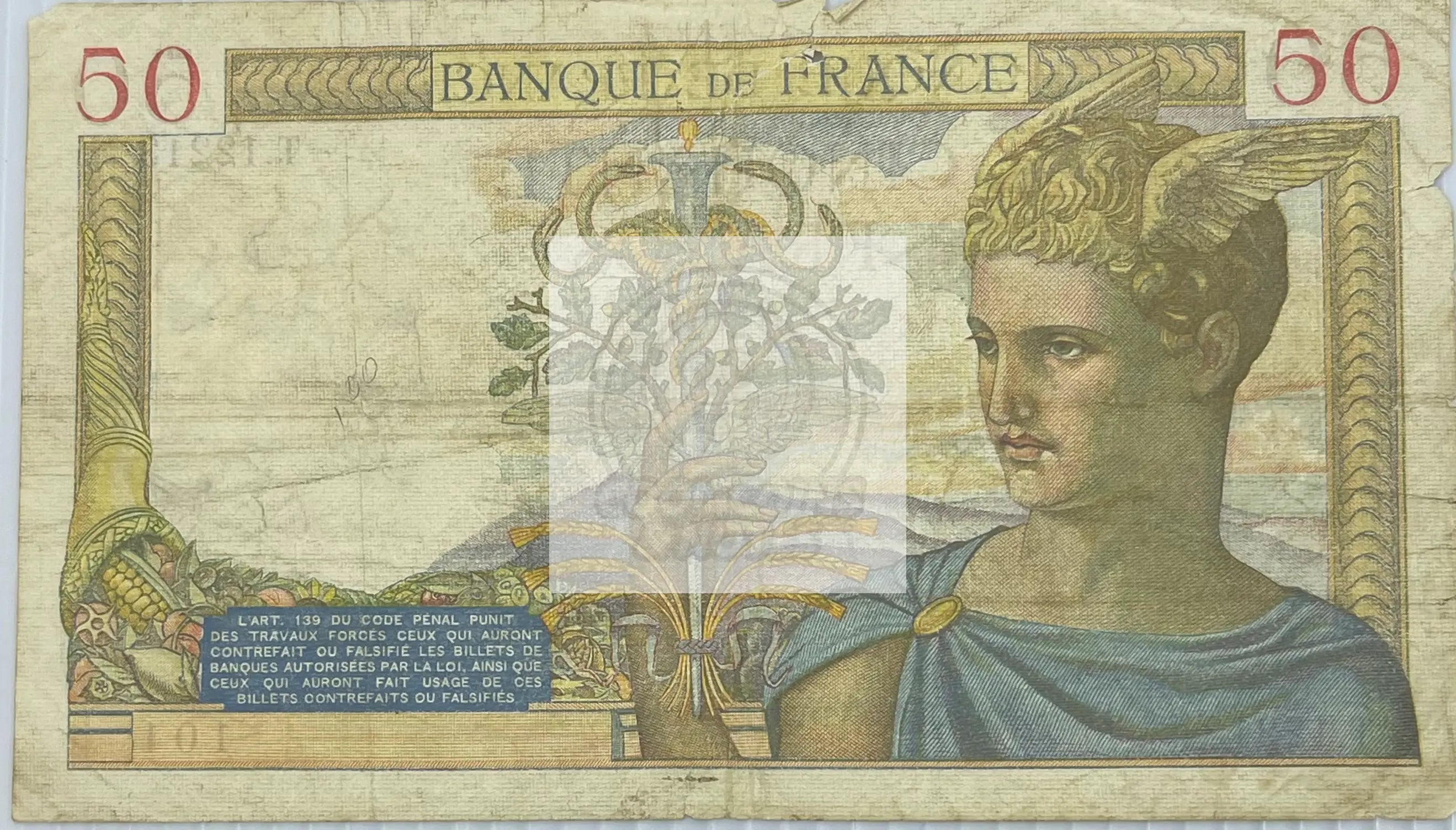 France 1940 50 Francs P85b Used World Banknote Currency - Cool Coins & Notes