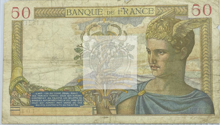 France 1940 50 Francs P85b Used World Banknote Currency - Cool Coins & Notes