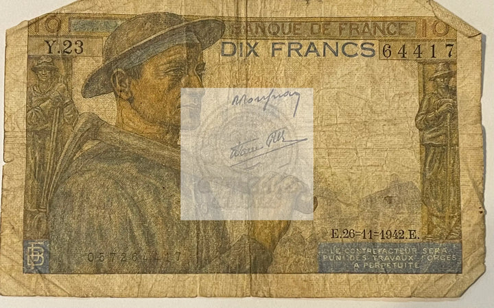 France 1943 10 Francs P-99b WW2, Used World Banknnote - Cool Coins & Notes