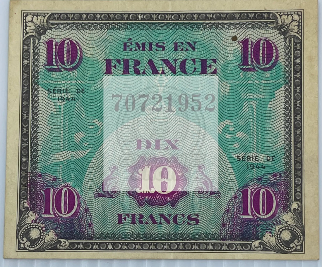France 1944 10 Francs P-116a WW2 MPC Used World Banknote Currency - Cool Coins & Notes