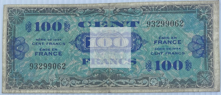 France 1944 100 P-118 WW2 MPC Francs Used World Banknote Currency - Cool Coins & Notes