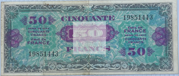 France 1944 50 Francs P-117a Used World Banknote Currency - Cool Coins & Notes