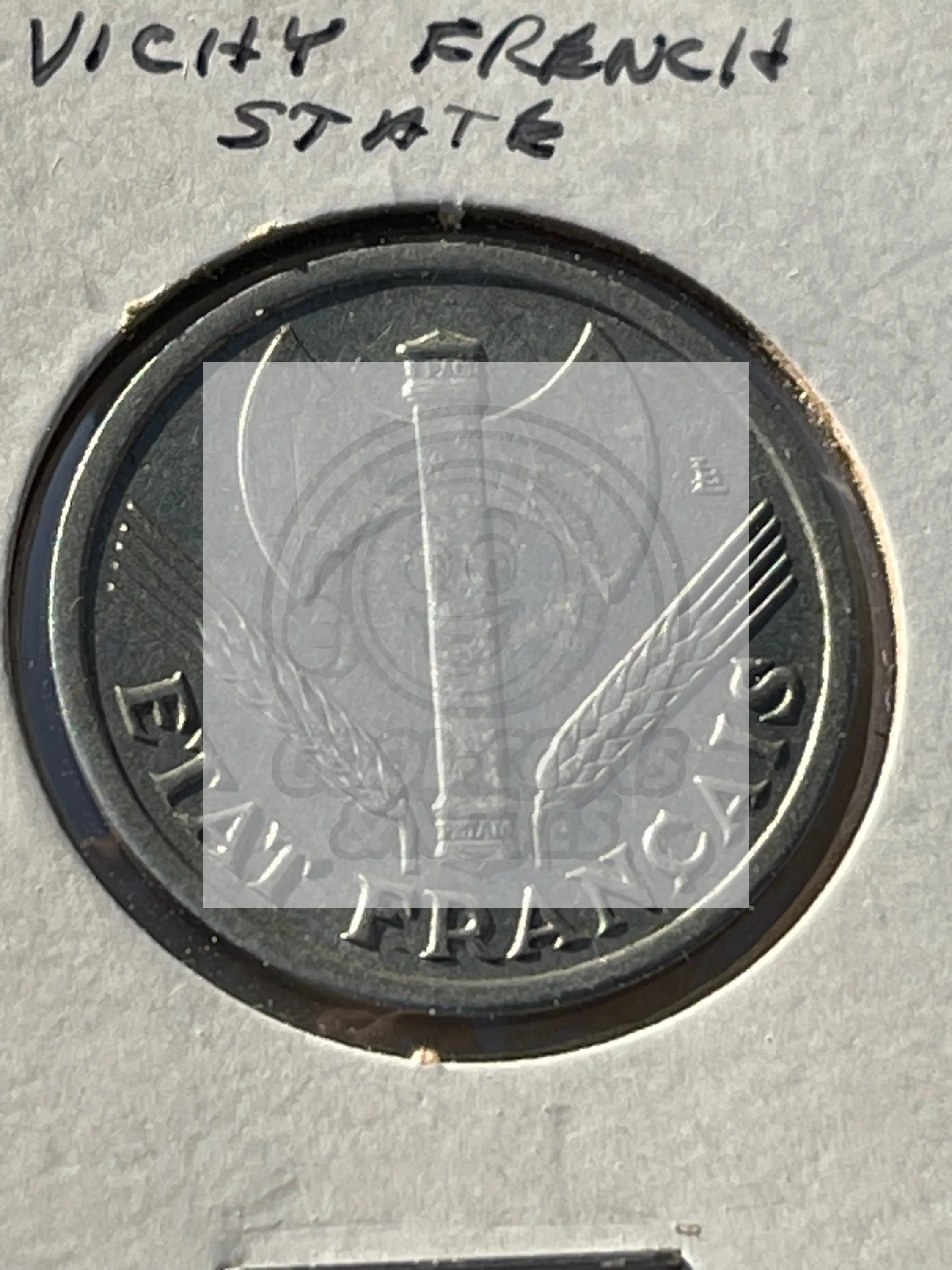 France 2 Francs 1944 Vichy (German Occupied). WWII World Coin. - Cool Coins & Notes