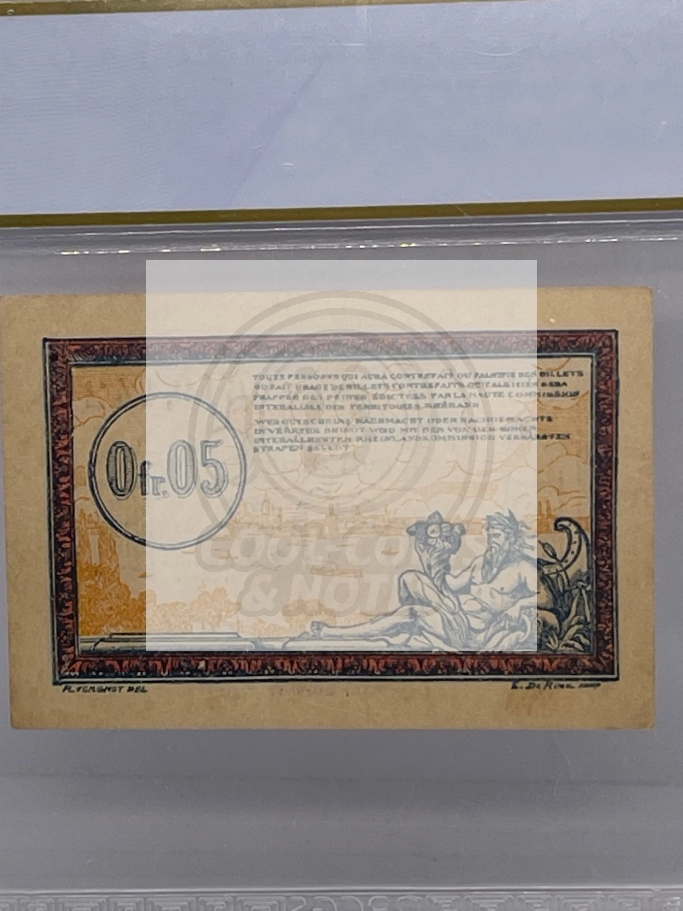 France-Occupied German Terr. R.C.F.T.O P #R1 ND 1923 .05 Franc PCGS 55 About UNC - Cool Coins & Notes