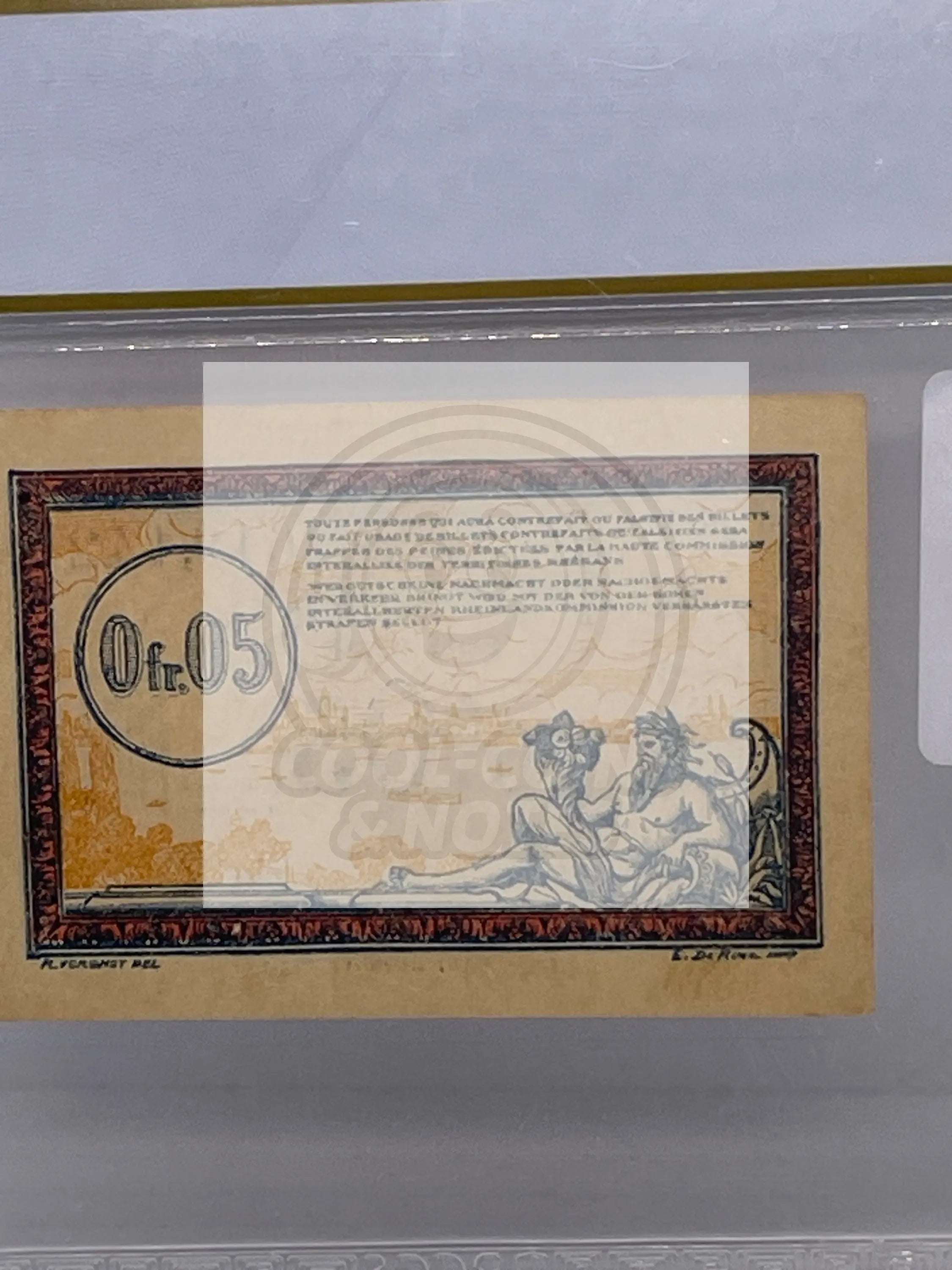 France-Occupied German Terr. R.C.F.T.O P #R1 ND 1923 .05 Franc PCGS 55 About UNC - Cool Coins & Notes