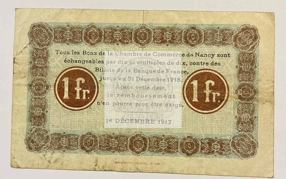 France, Nancy, 1 Franc, 1917, Pirot:87-42, Used Banknote - Cool Coins & Notes
