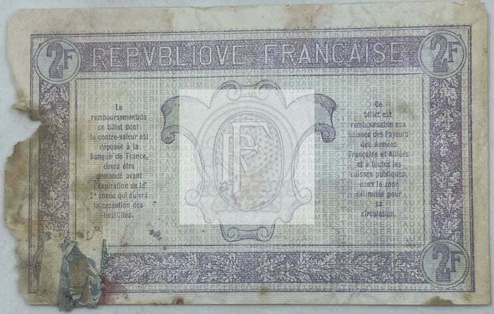 French Army Treasury 19192 Francs WW2, Used World Banknote - Cool Coins & Notes