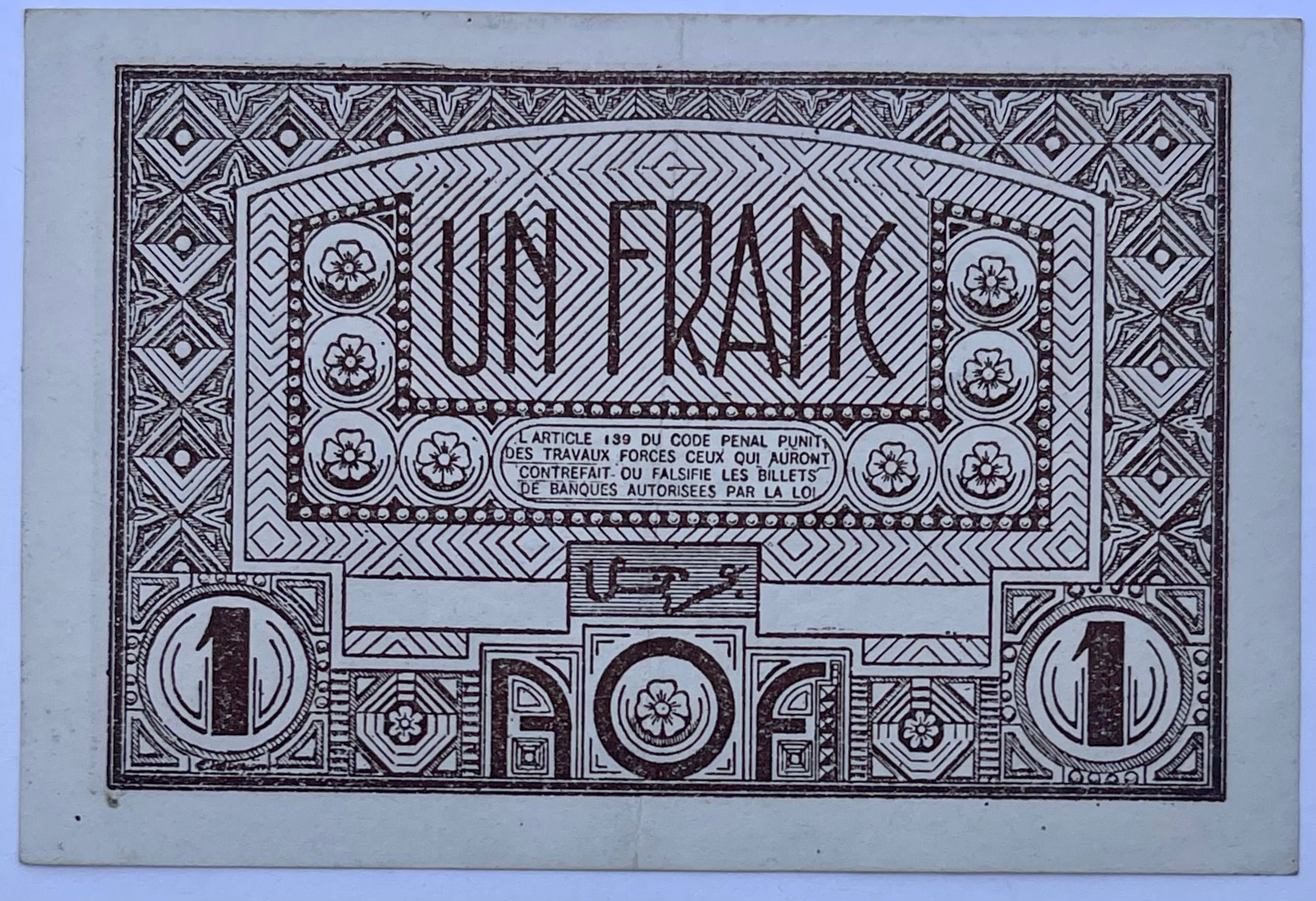 French West Africa 1944 1 Franc P-34 WW2 Used World Banknote Cool Coins & Notes 