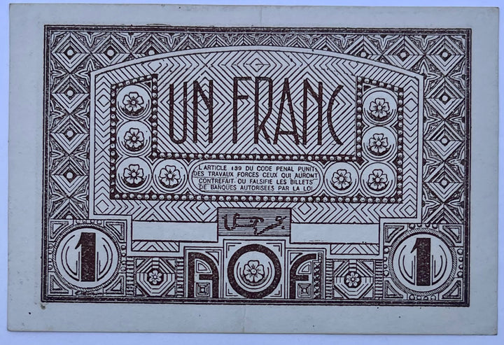 French West Africa 1944 1 Franc P-34 WW2 Used World Banknote Cool Coins & Notes 