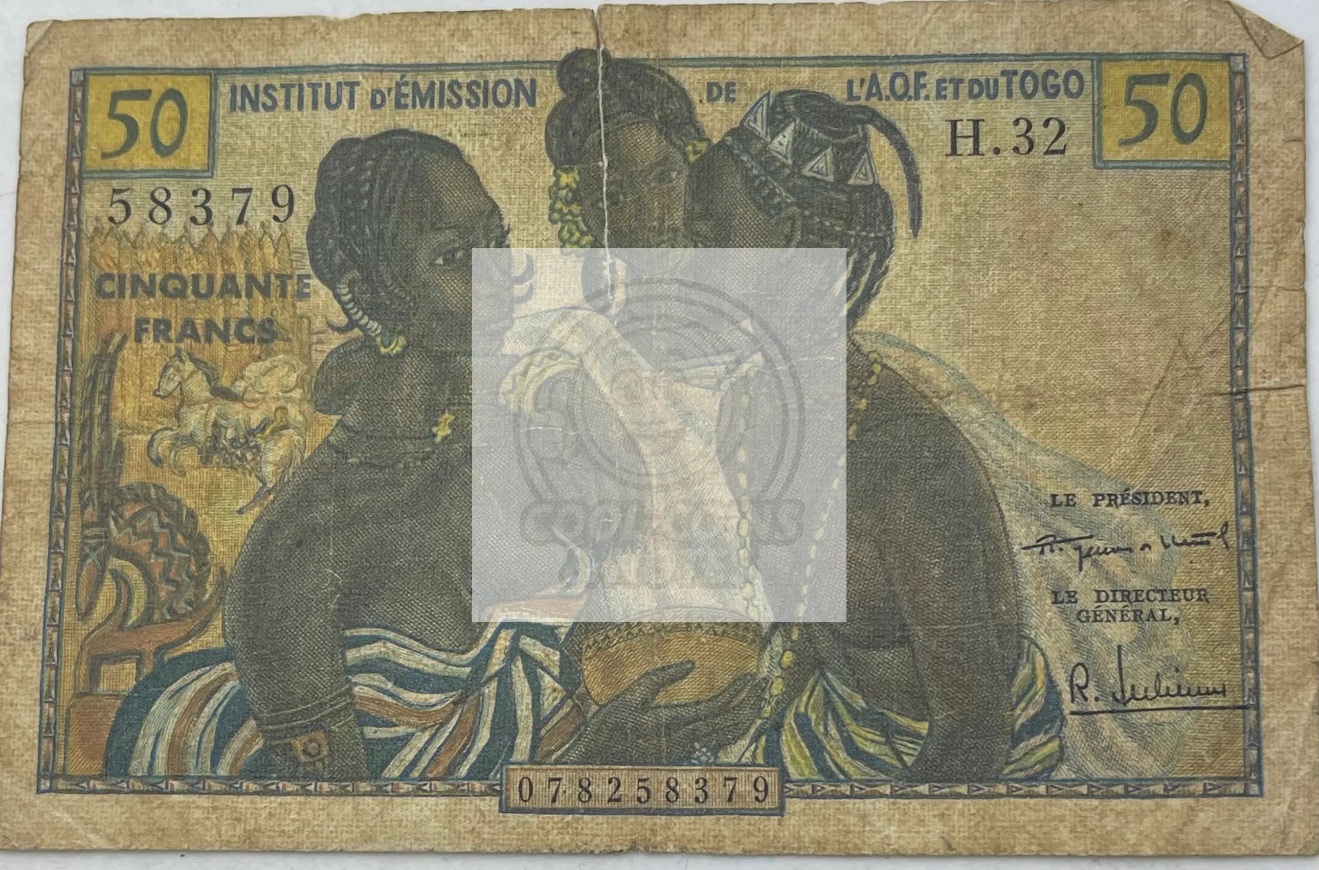 French West Africa 1956 50 Francs P-45, Used World Banknote Currency - Cool Coins & Notes