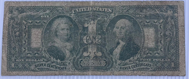 1896 Educational Note $1 Silver Certificate Red Seal Fr# 225 UNC banknote with allegorical art and portraits of Martha and George Washington