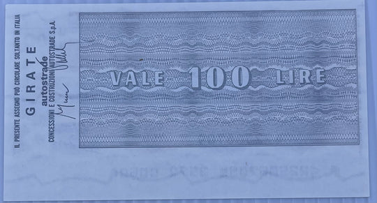 Italy 1976 100 Lire P-G 1372.4.3 Banca di Credito Agrario di Ferrara - Autostrade PNL AU Banknote