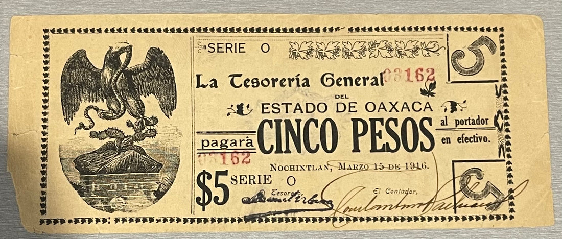 Mexico 1916 5 Pesos P-S949 Used World Banknote