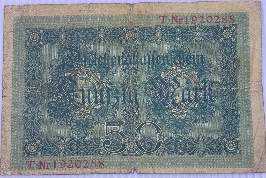 Germany 1914 50 Mark P- 49 Used Wolrd Banknote From Lot