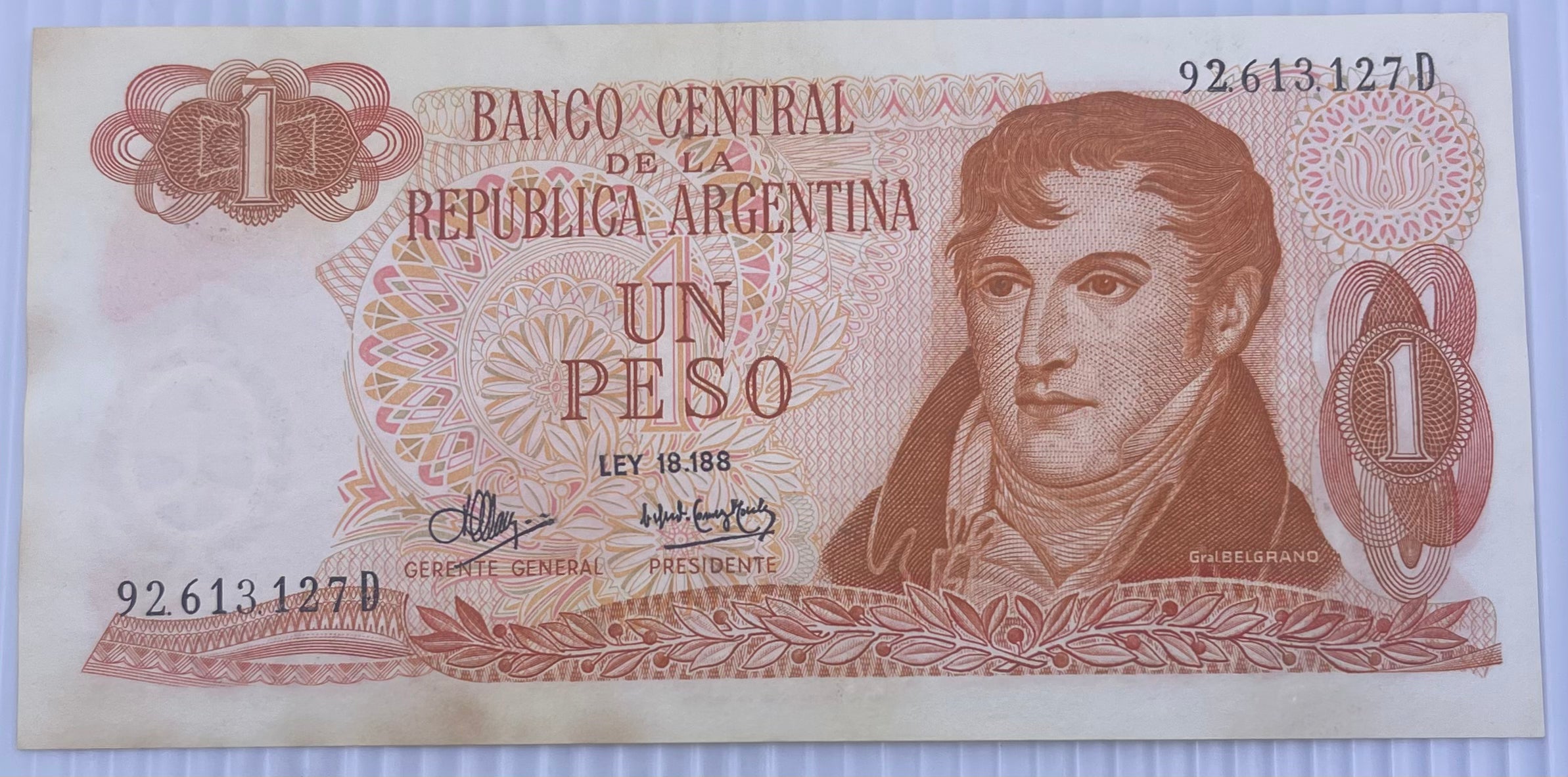 Argentina 1972 1 Peso P-287 AUNC Banknote