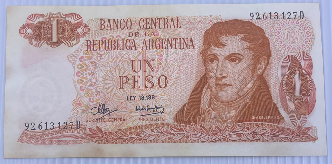 Argentina 1972 1 Peso P-287 AUNC Banknote