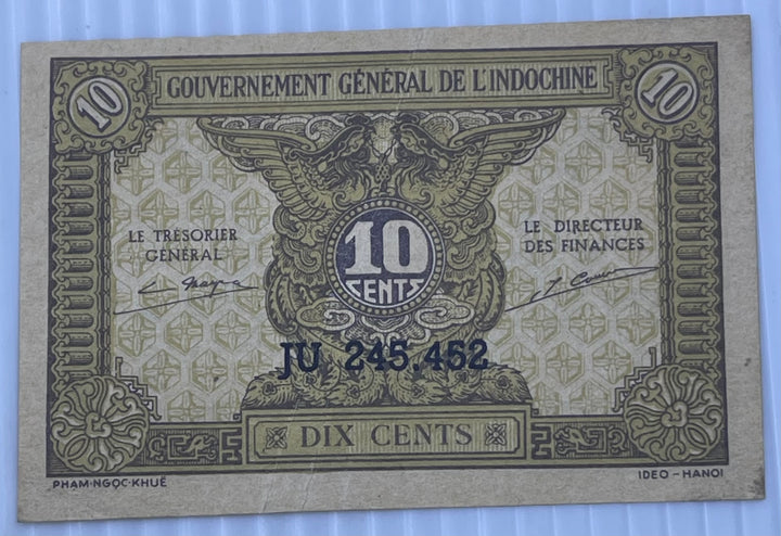 French Indochina 1942 10 Cents P-89 Used World Banknote