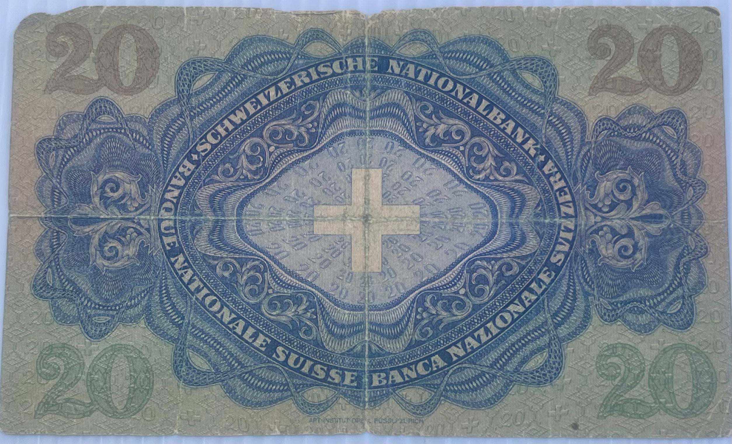 Switzerland 1944 20 Francs P-39 Used World Banknote