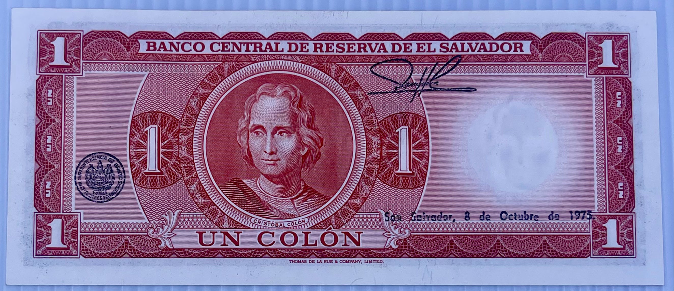 El Salvador 1975 1 Colon P-115 AU World Banknote