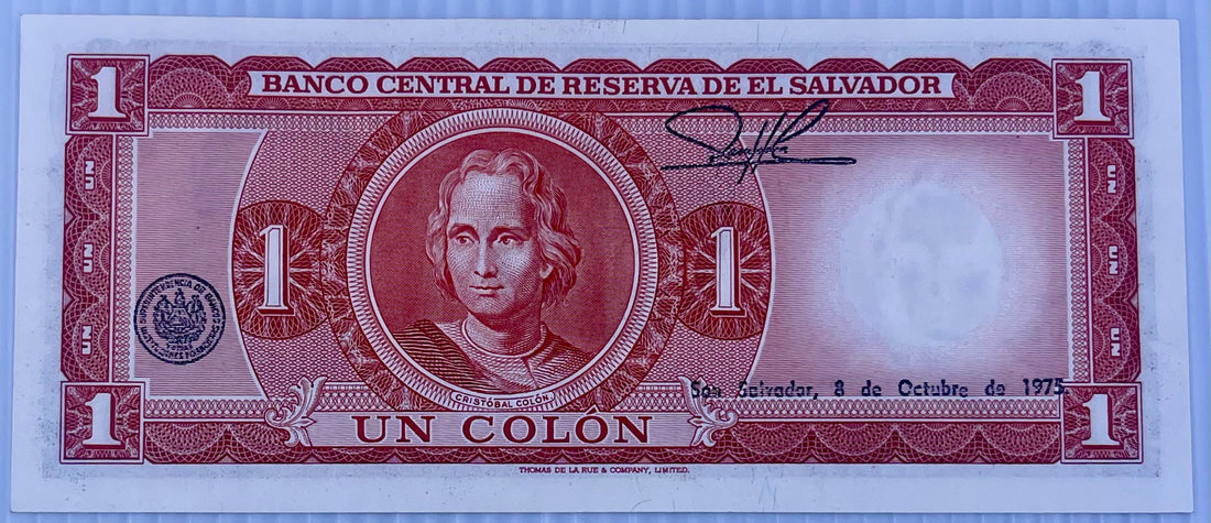 El Salvador 1975 1 Colon P-115 AU World Banknote