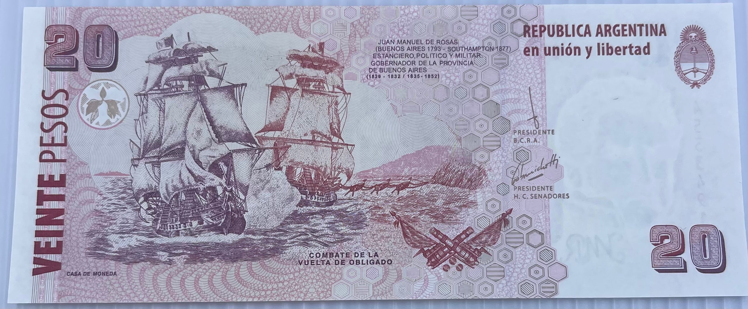 Argentina 2018-20 20 Pesos P-355 UNC